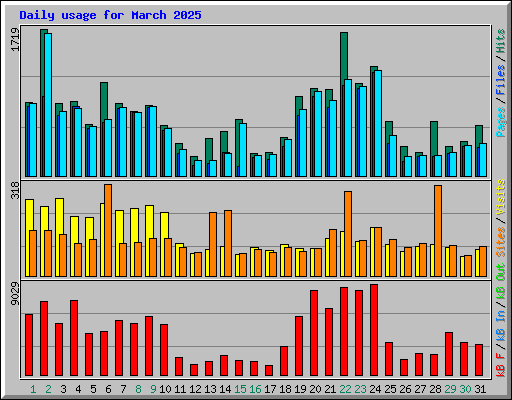 Daily usage for March 2025